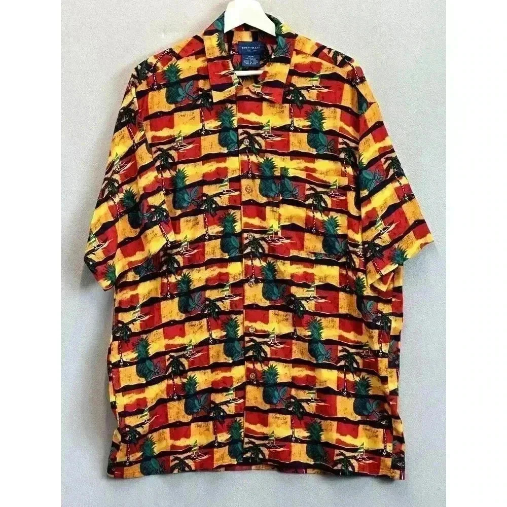 Vintage Town Craft Men's Sz‎ Medium Hawaiian Short Sleeve Front Button Shirt